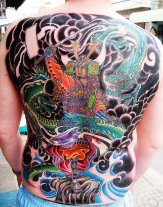 Japanese Warrior And Dragon Tats